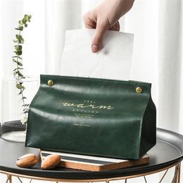 ins Nordic creative leather tissue bag net red car tissue box cover paper bag living room household pumping box 210326