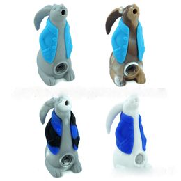 Silicone pipe Mr. Rabbit multi-colored water pipes with glass fittings portable small bong hookahs