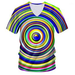 Men's T-Shirts IFPD EU Size V Neck Tshirts Cool Print Abstract Color Swirl Dizzy 3D Tshirt Casual Man Fitness Tee Shirts 7XL