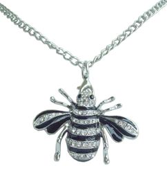 Pendant Necklaces Lovely Black Bee Honeybee Necklace Rhinestone Crystal NL0110C4Pendant