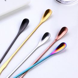 stainless steel mixing Stirring spoon creative long handle Thicken small dessert coffee ice s Kitchen Tool 220509