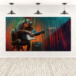 Pop Punk Rock Orangutan Animal Rapper Canvas Painting Poster and Prints Wall Art Picture for Living Room Home Decor Cuadros