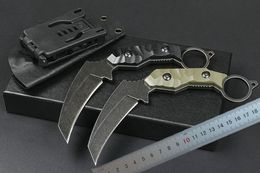 1Pcs M6647 Fixed Blade Karambit Knife 5Cr13Mov Stone Wash Blade Full Tang G10 Handle Tactical Claw Knives With Kydex