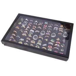 Jewellery Pouches Bags Velvet 100 Slots Ring Earrings Display Box Showcase Storage Case Holder Tray Organiser Boxes With Lid LXHJewelry