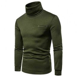 Solid Colour Long Sleeve Top Men T-shirts Autumn Stand Collar Slim Tees Top Pullover Male Long Sleeve T-shirts L220704