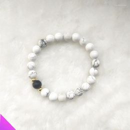Link Chain Stone Beads Bracelet Faith Natural Energy White Elastic Pulse Fashion Women And Men Bead Gift