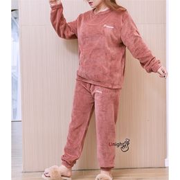 5XL 6XL Big Size Outfit Flannal Warm Pyjamas Set for Female Ladies' Pyjamas Woman Sleep Suit Winter Home Clothes Loungwear 220329