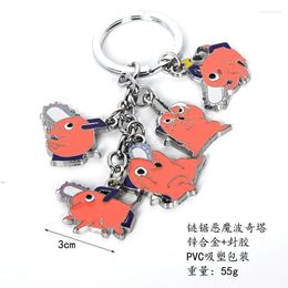 Keychains Chainsaw Man Pochita Keychain Metal Figure Key Chain Zinc Alloy Keyring 5 In 1 Cosplay Props GiftKeychains Emel22