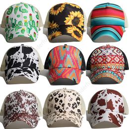 Sunflower Cross Ball csps 20 Styles Buffalo Plaid Mesh Hallow Out Baseball Hats sports caps Cactus High Messy Buns Ponytail caps 300pcs DAW456