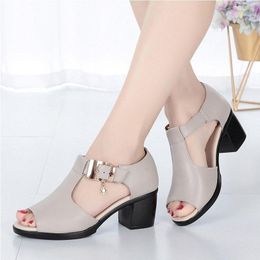 2024 Summer Women Sandals Med Heels Peep Toe Shoes Slippers Fashion Desiger Pu Leather Casual Sexy Wedding Pumps Shoe Womansandals 22762 Mps 56106 Mps 62491 mps