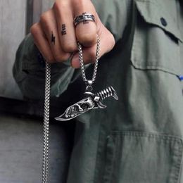 Pendant Necklaces Punk Stainless Steel Chain Demon Dagger Necklace For Men Vintage Skull Knife Charm Male Jewellery Gift Bijoux Heal233g