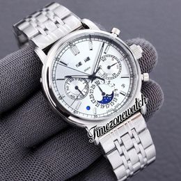 New Grand Complication 5204P-001 A2813 Automatic Mens Watch Moon Phase 5204 White Dial Stick Marker Stainless Steel Bracelet Gents Watches TWPP Timezonewatch