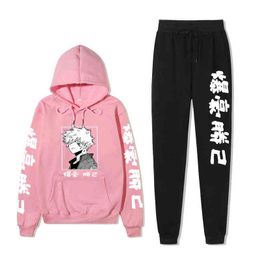 New My Hero Academia Hoodies Pants Suit For Men Women Adult Cartoon Anime Sweatshirt Suit Unisex Autumn Winter Clothes Suit G1217