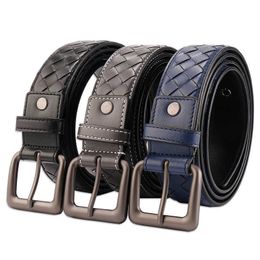 2022 Wholesale Classic luxury woven belt super fiber leather leisure high quality 3.5 frosted needle buckle Braided belts for men women gifts straight