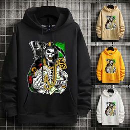 Men's Hoodies & Sweatshirts Autumn Winter Men's Streetwear Hip Hop Fashion Trend Print Skulls Men Casual Clothing HoodiesMen's