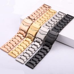 Watch Bands 20 22 24mm Watchbands Bracelet Women Brushed Stainless Steel Wrist Strap Band Double Push Deployment ClaspWatch Hele22