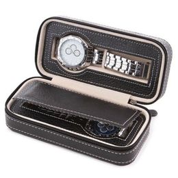 personalized travel jewelry case UK - Jewelry Pouches, Bags 2022 2 4 Slot Portable Leather Watch Zipper Storage Bag Protable Travel Jewlery Box Case Personalized Luxury Gift