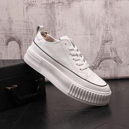 Dress Shoes Party Spring Wedding Designers White Casual Sneakers Cool Street Men Footwear Flat Round Toe Thick Bottom Non-slip Driving Walking Loafers W157 25