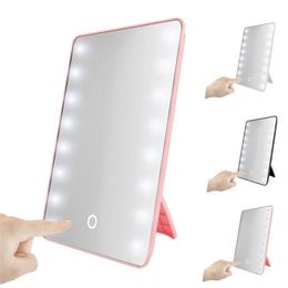 Makeup Mirror With 8/16 LEDs Cosmetic Touch Dimmer Switch Battery Operated Vanity Espejo Stand For Tabletop 220509