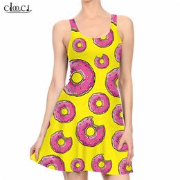 Fashion Homerjay Donuts 3D Print Fashion Women Sleeveless Dress Casual Sexy Slim Summer Beach Style 220617