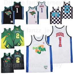 Moive Space Jam Tune Squad Looney 2 Daffy Duck Jerseys Man 1 Bugs Bunny Basketball Black White Green Team Colour Hip Hop Breathable HipHop For Sport Fans High Quality