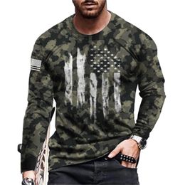 Long Sleeve Cotton Men T Shirt Autumn Spring Loose Casual Round Neck National Flag Print T Shirt Hip Hop T-shirt Top Camisetas 220323