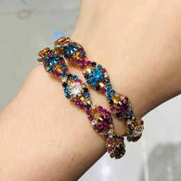 Bangle Luxury Adjustable Multicolor Crystal Cuff Bracelets Women Girl Gift & Bangles Party Charm Jewellery Mujer Pulseras