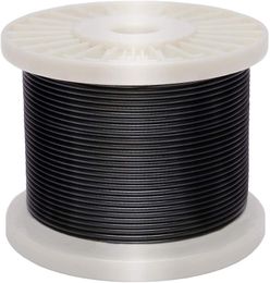 Yarn Derrun Vinyl Coated Wire Rope,Black Covered 304 Stainless Steel Cable, 200 Feet 1/16 Inch Overmolded To 3/32