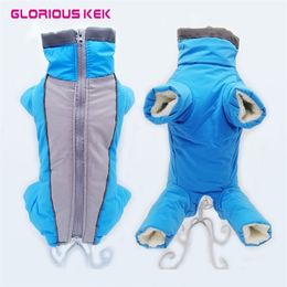 Boy Girl Dog Overalls Winter Warm Waterproof Down Jacket Jumpsuit for Small s Zippered Pet Clothes Snowsuit LJ201006