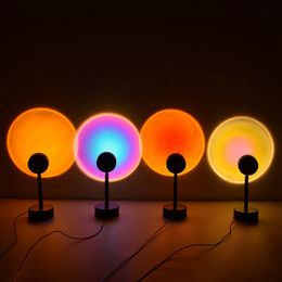 Atmosphere Night Lights Rainbow Sunset Projector Lamp Decorative Objects LED Rainbow Dawn Table Lighting Room Light Home Decor Gift