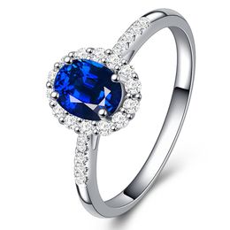 Designer Womens S925 Sterling Silver Rings Women Fashion Party Blue Diamond Ring 3CT European and American Style Lady Zircon Stone Wedding Banquet Finger Rings