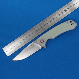 1Pcs R5605 Flipper Folding Knife D2 Satin Drop Point Blade Stainless Steel Sheet G10 Handle Ball Bearing Fast Open Pocket Knives With Nylon Bag