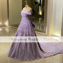 Arabic Saudi Prom Dress A Line 2022 Appliques Lace Slit Middle East Party Gowns for Women Strapless Vestido De Festa