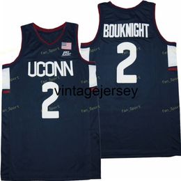 NCAA College Basketball Uconn Huskies 2 James Bouknight Jersey Men Team Navy Blue Away Breathable Pure Cotton