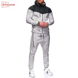 SITEWEIE 2020 New Men s Sets Casual Sports Tracksuits Zip Up Sweatshirts and Sweatpants Trousers 2 Piece Suits Men Clothing LJ201124