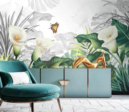 custom 3D wallpaper mural Tropical plants European pastoral style wallpaper for bedroom walls background wall stickers