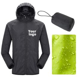 Men's Jackets Men Outdoor Custom Waterproof Hooded Windbreaker DIY Po Coat 2022 Summer Casual Logo Jacket Tactics 4XL