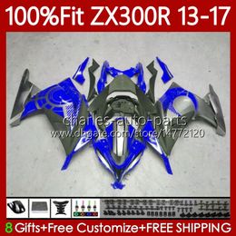 Injection Fairings For KAWASAKI NINJA ZX-300R ZX3R EX ZX 3R 300R 2013 2014 2015 2016 2017 125No.10 ZX-3R EX-300 Blue silvery 13-17 ZX300 EX300R ZX300R 13 14 15 16 17 OEM Body