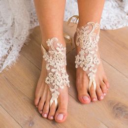 Anklets 1 Pair Bridal Barefoot Sandals Shoes Accessories Sequins Lace Wedding Decor Chain Women Lady Foot Jewellery Roya22