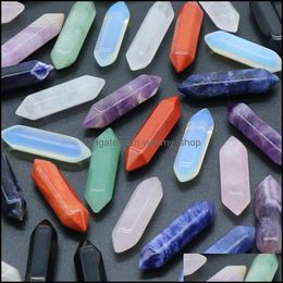 Stone Loose Beads Jewelry Natural Crystal Hexagonal Pyramid Acc Mineral Statue Ornament Home Decoration Drop Del Dh2Do