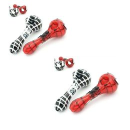 4" Smoking Pipes Red Black Bowls For Bowl SM Thick Oil Burner Tobacco Spoon Glass Pipe Water Bong