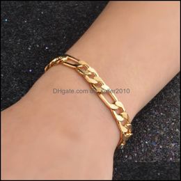 Chains Gold Bracelet Men 3/1Nk Chic Explosion Models 18K Plating Copper Jewellery Electroplating Figaro 8Mm Mens Bracelets Dhseller2010 Dh5Oc