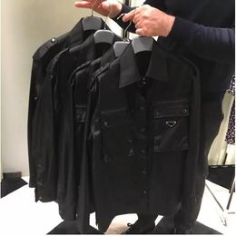 21SS Unisex Women And Men Jacket Blouses Classic Fashion Luxury Jackets Oversized Customised nylon Fabric Multi-pocket Triangle Badge Design Shirts S M L XL