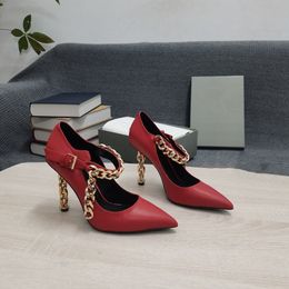 Retro pointed chain high-heeled fashion shoes 2022 spring and summer comfortable stiletto shoes women's