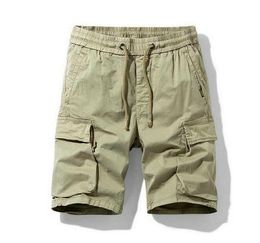 Men's Cargo Shorts 2022 Summer Casual Men Cotton Bermuda Drawstring Elastic Waist Sports Shorts Mens Solid Colour