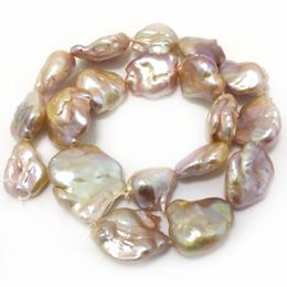 Chokers Inches 19-25mm Natural Pink Flat Large Baroque Pearl Loose StrandChokers ChokersChokers