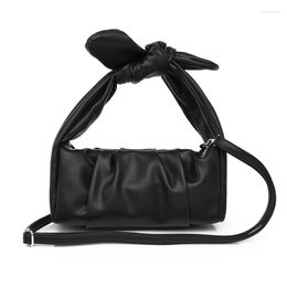 Evening Bags Casual Women Leather Pleated Shoulder Dumplings Samle Bag Ladies BOW Designer Luxury Handbag Female Fashion Messenger Party