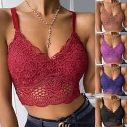 Bustiers & Corsets Eyelash Lace Strap Wrapped Chest Shirt Top Underwear Ladies Camisole FourSeason Casual Sexy Sleeveless LadiesBustiers