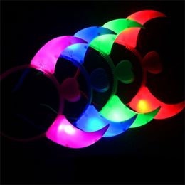 100pcs LED Light Up Flashing Devil Horns Headband Glowing Devil Horns LED Costume Headband Halloween Night Light 5567 Q2