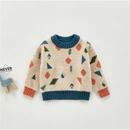 0-24M Baby Boy Girl Cartoon Geometric Pattern Sweater Autumn Cute Infant Soft Knited Long Sleeve Pullover Knitwear Outwear LJ201128